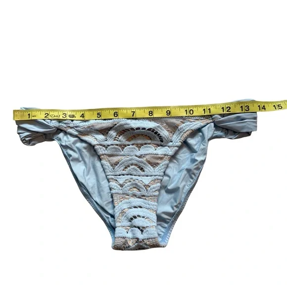 Pilyq Pebble Blue Lace Fanned Full Bikini Bottom - Picture 9 of 11
